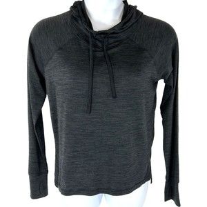 Gaiam Womens M Funnel Neck Shirt Charcoal Black Hoodie‎ Yoga Thumb Holes